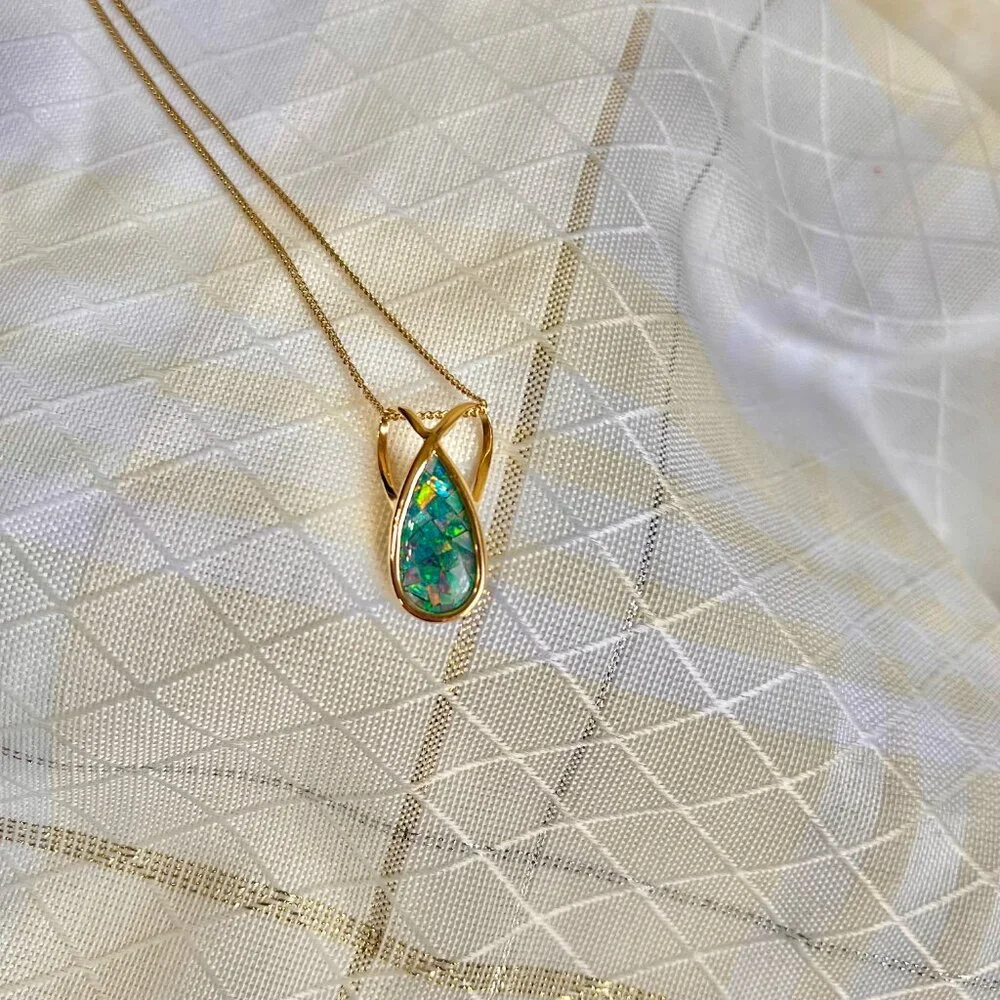 14K Gold Mosaic Australian  Opal Pendant, Opal Jewelry, Australian Jewelry - Picture 9 of 14